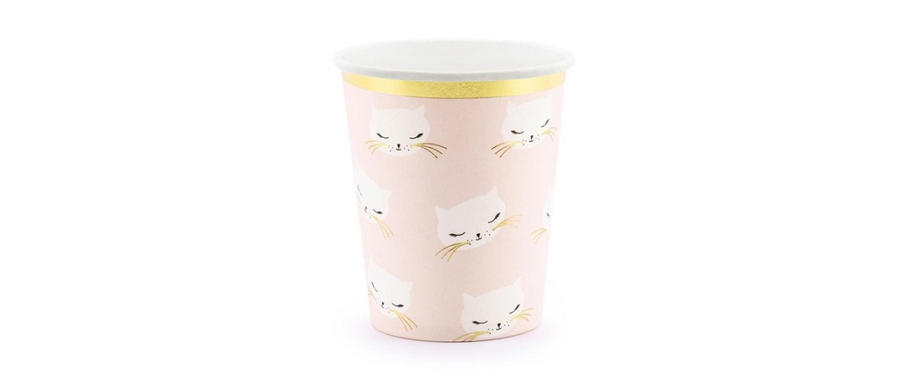 Partydeco Gobelets jetables Cat 200 ml, 6 Pièce/s, Rose pâle