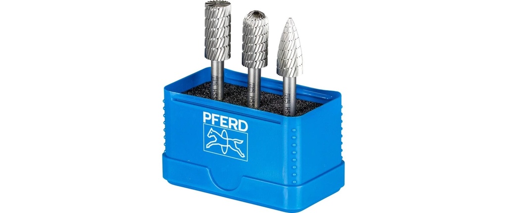 Pferd Jeu de fraises sur tige HSS 86, 3-pièces Denture 3 Ø de la tige 6 mm