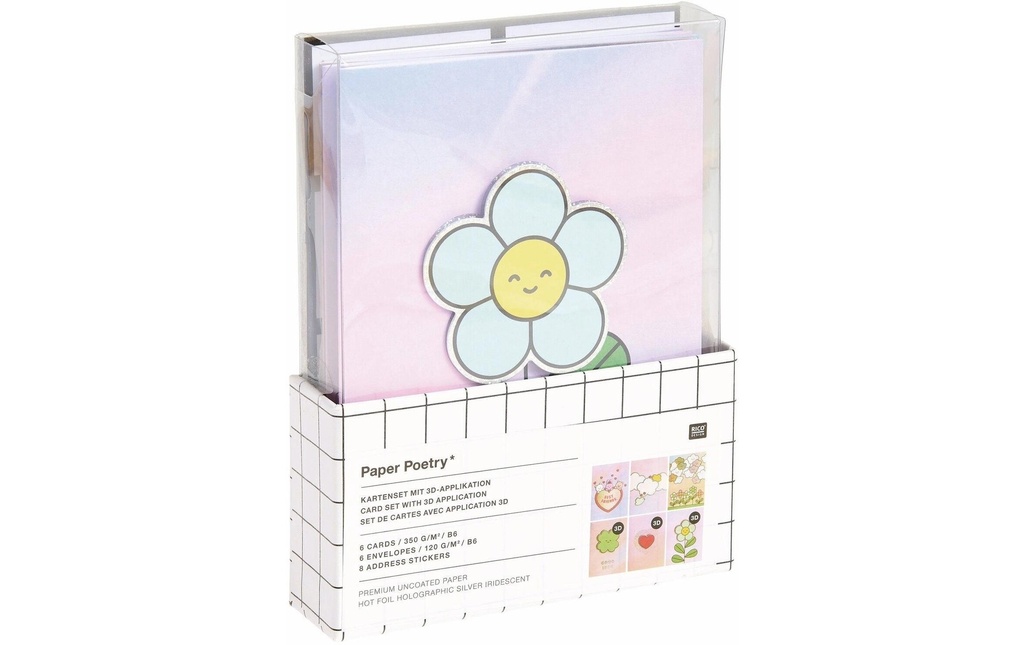 Rico Design Set de cartes 3D Chingu B6, 6 cartes, 6 enveloppes