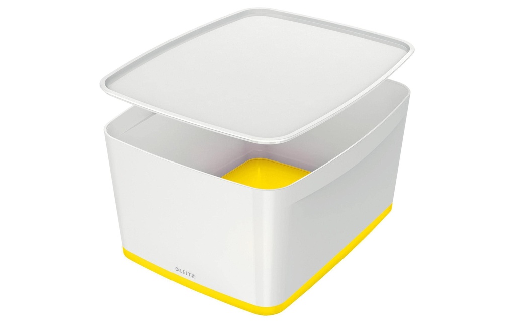 Leitz Boîte de rangement MyBox WOW Grand, jaune; blanc, couvercle