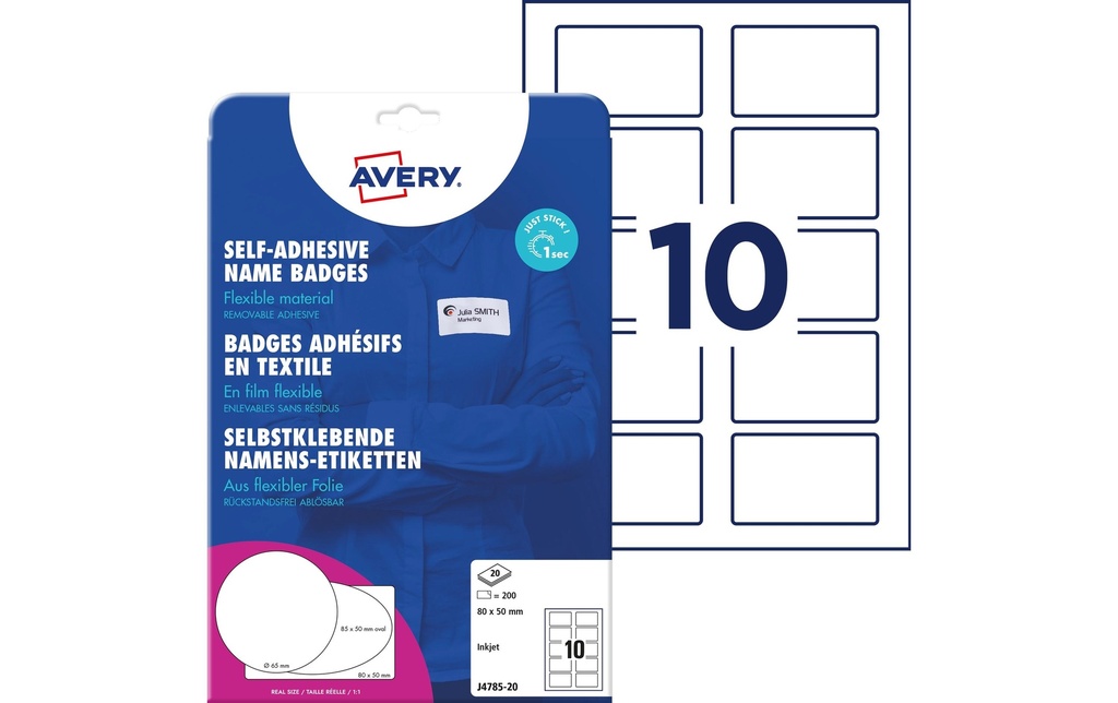 AVERY ZWECKFORM Etiq.nom autoc.80x50mm amovib. (20 pces)