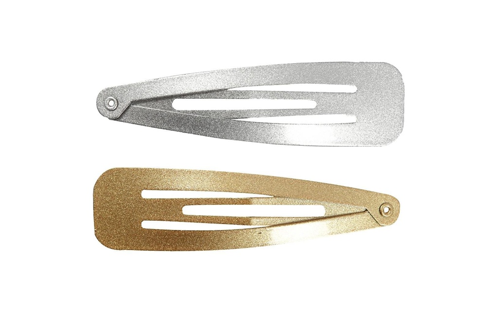 Creativ Company Barrette à cheveux Or/Argent 6.6 x 1.7 cm, 4 pièces