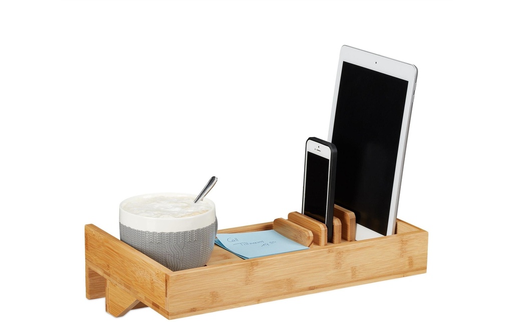 relaxdays Tablette de lit avec supports Nature