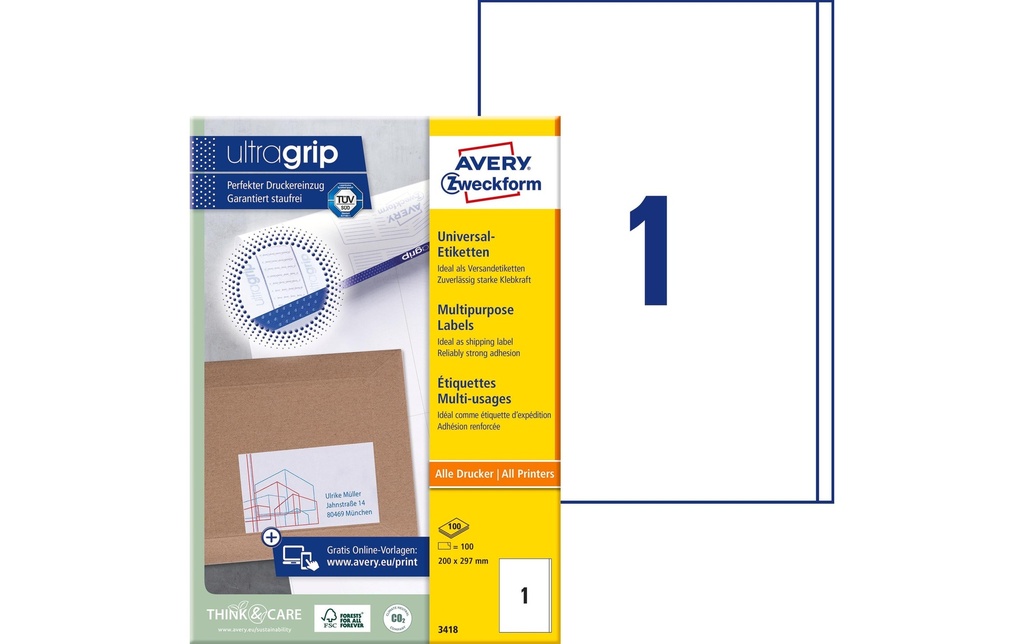 AVERY ZWECKFORM Etiquettes 200x297mm (100 pces)