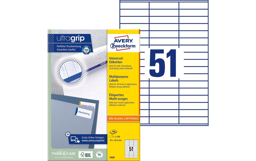 AVERY ZWECKFORM Etiquettes 70x16.9mm (100 pces)