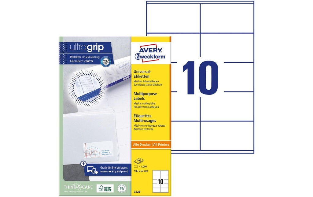AVERY ZWECKFORM Etiquettes 105x57mm (100 pces)
