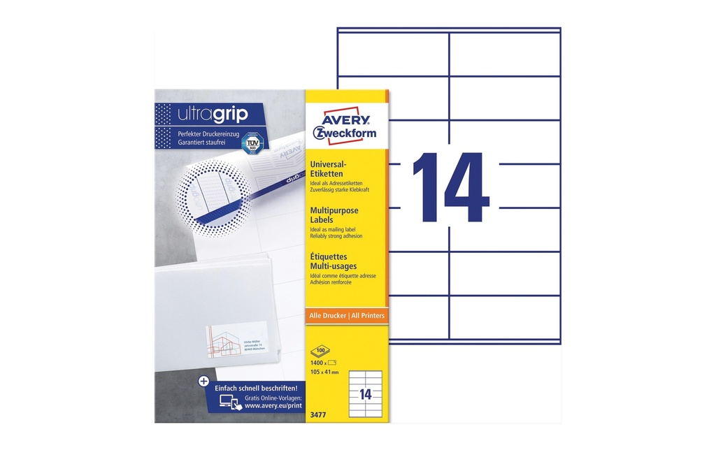 AVERY ZWECKFORM Etiquettes 105x41mm (100 pces)