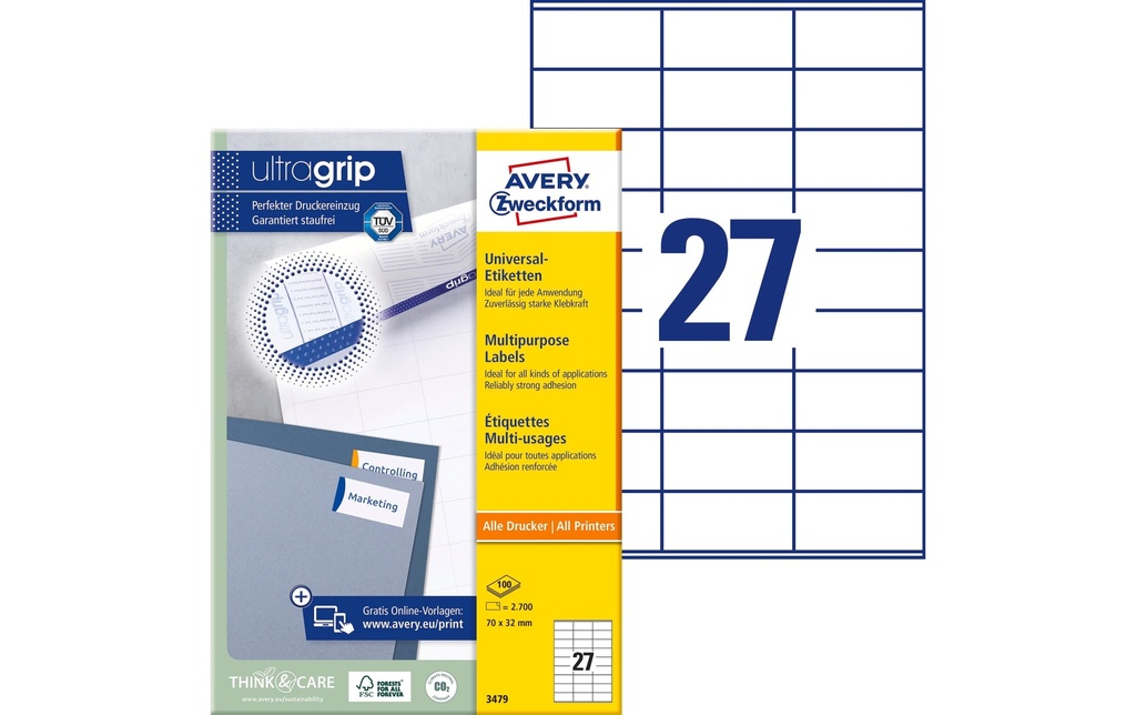 AVERY ZWECKFORM Etiquettes 70x32mm (100 pces)