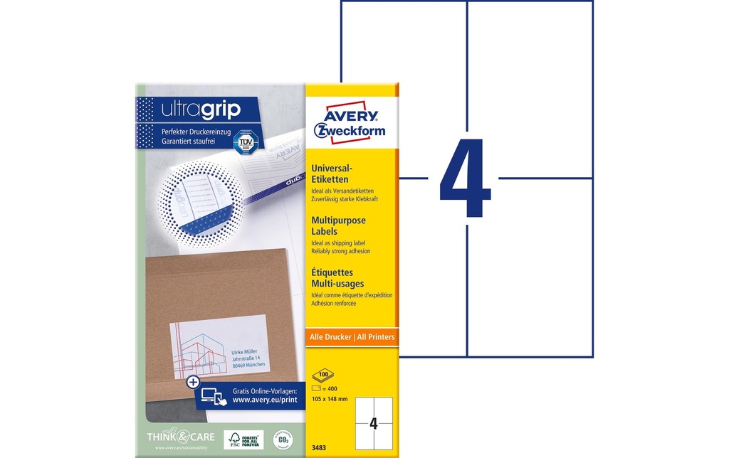 AVERY ZWECKFORM Etiquettes 105x148mm (100 pces)