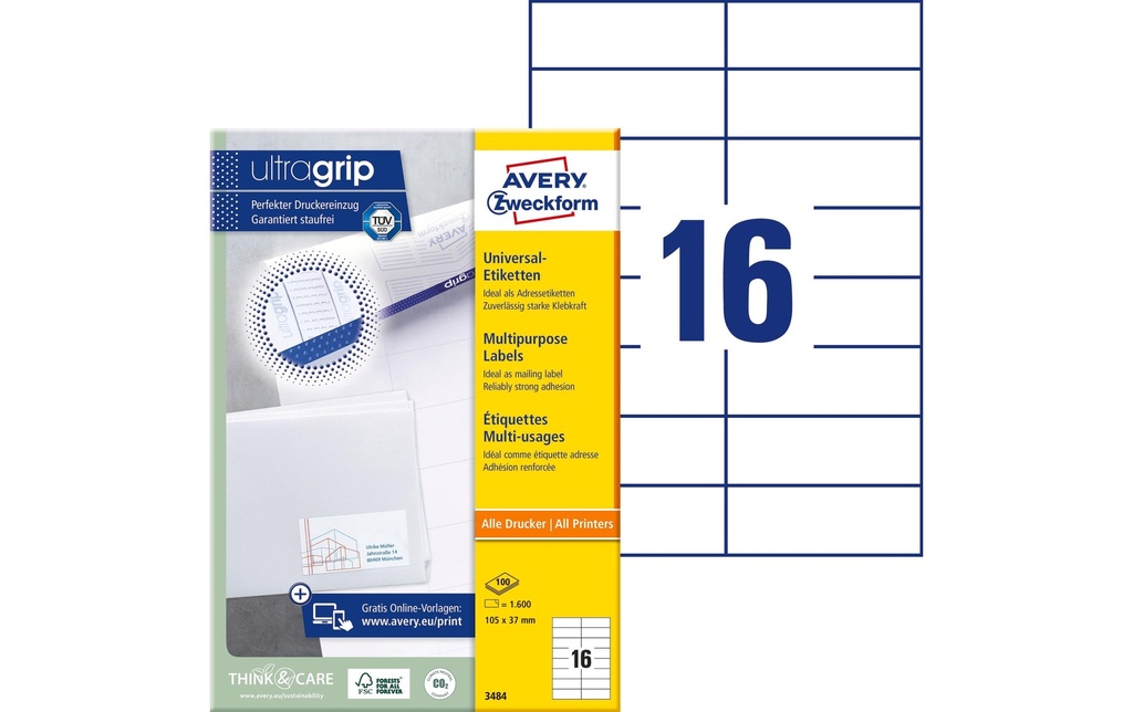 AVERY ZWECKFORM Etiquettes 105x37mm (100 pces)