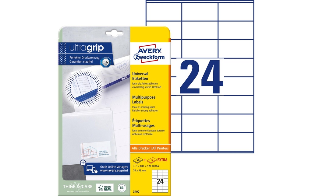AVERY ZWECKFORM Etiquettes 70x36mm (25 pces)