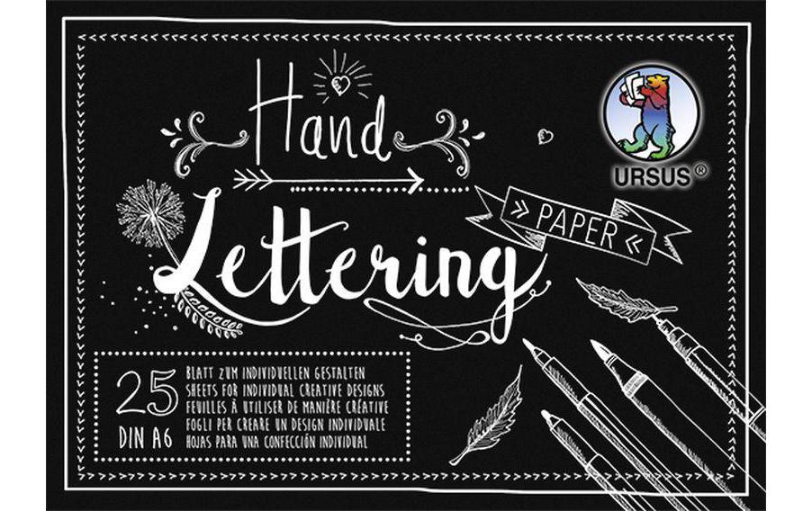 URSUS Carnet de dessin Handlettering  A6, 210 g/m², 25 feuilles, noir
