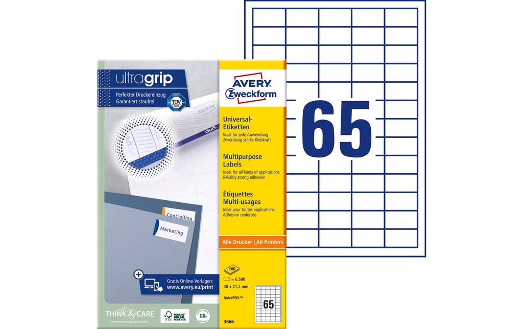 AVERY ZWECKFORM Etiquettes 38x21.2mm (100 pces)