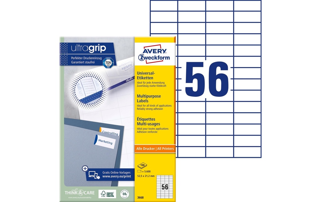 AVERY ZWECKFORM Etiquettes 52.5x21.2mm (100 pces)