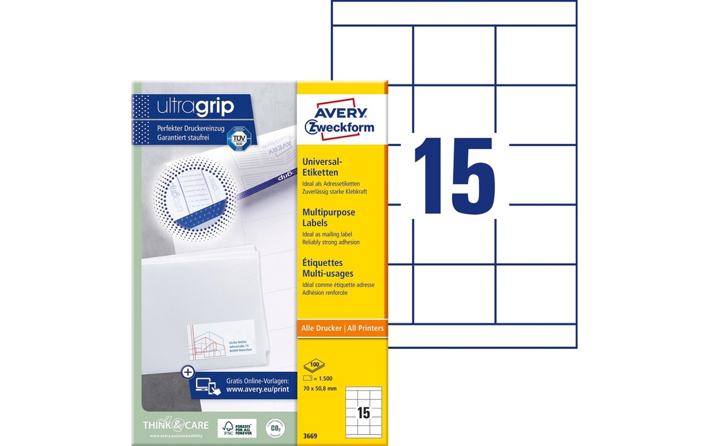 AVERY ZWECKFORM Etiquettes 70x50.8mm (100 pces)