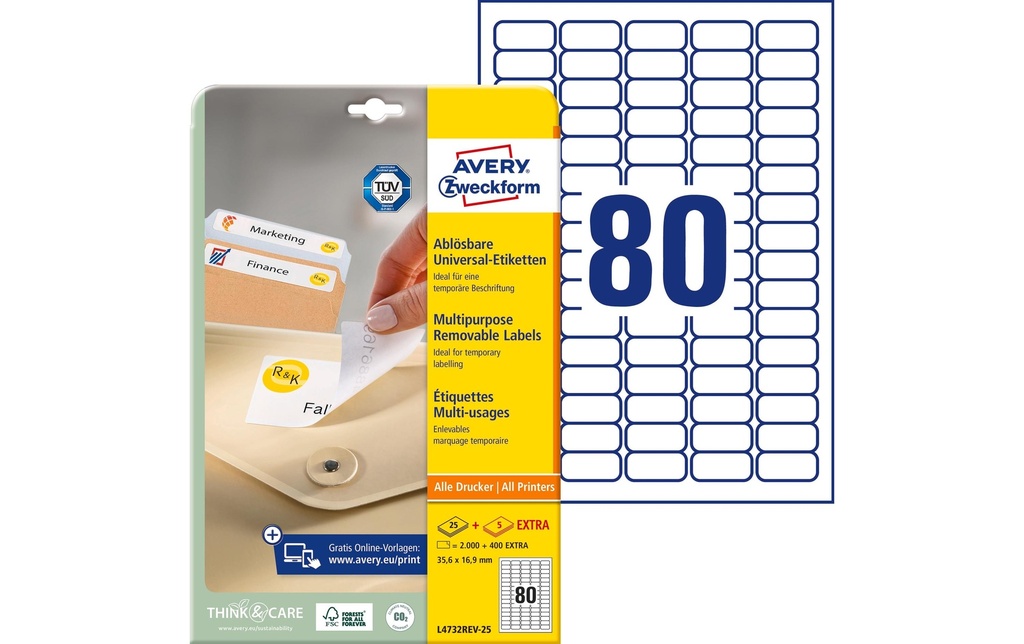 AVERY ZWECKFORM Etiquettes 35.6x16.9mm (30 pces)