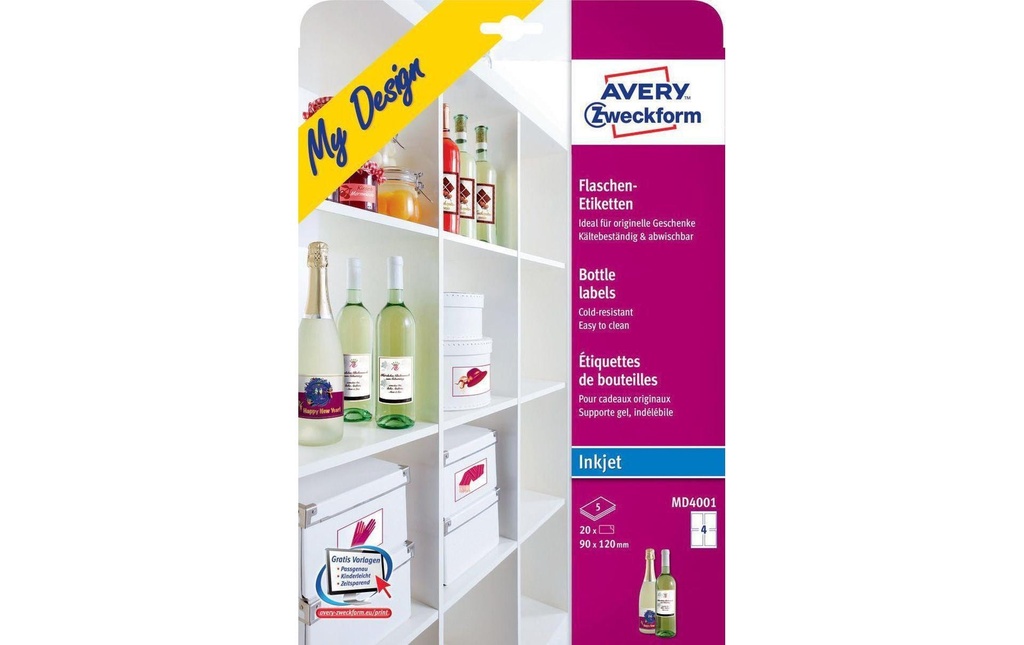 AVERY ZWECKFORM Etiquettes-bouteilles 90x120mm (5 pces)