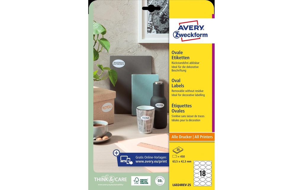 AVERY ZWECKFORM Étiquettes 63.5x42.3mm ILK (25 pces)