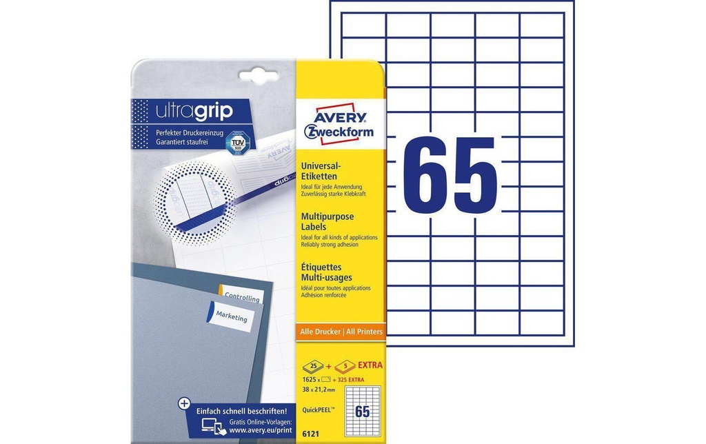 AVERY ZWECKFORM Etiquettes 38x21.2mm (25 pces)