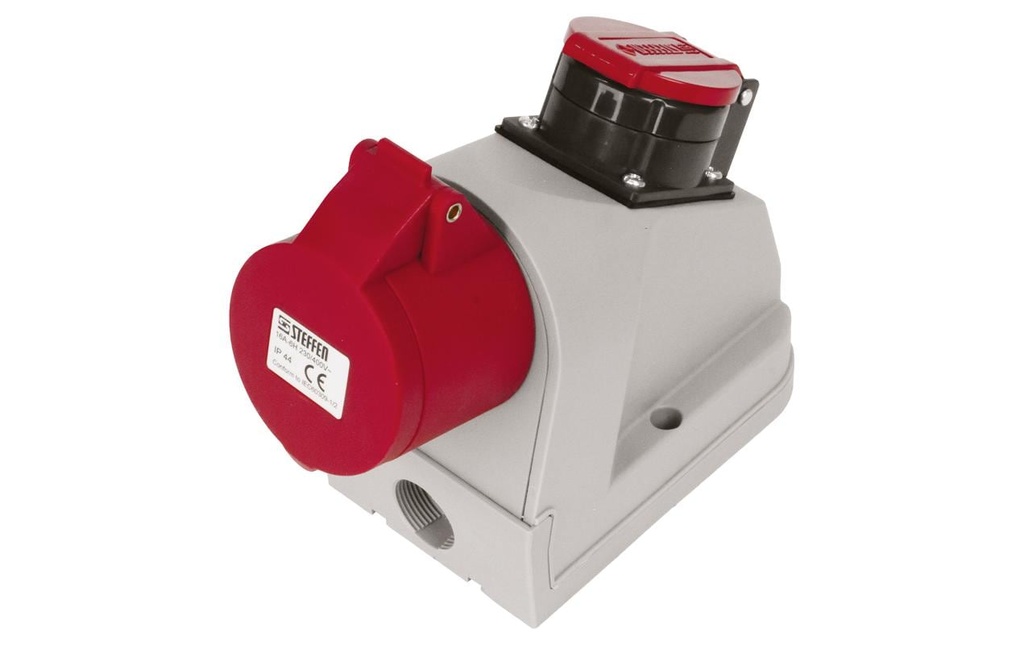 STEFFEN Prise murale Prise murale combinée CEE16/5 + T25 IP55 gris/rouge