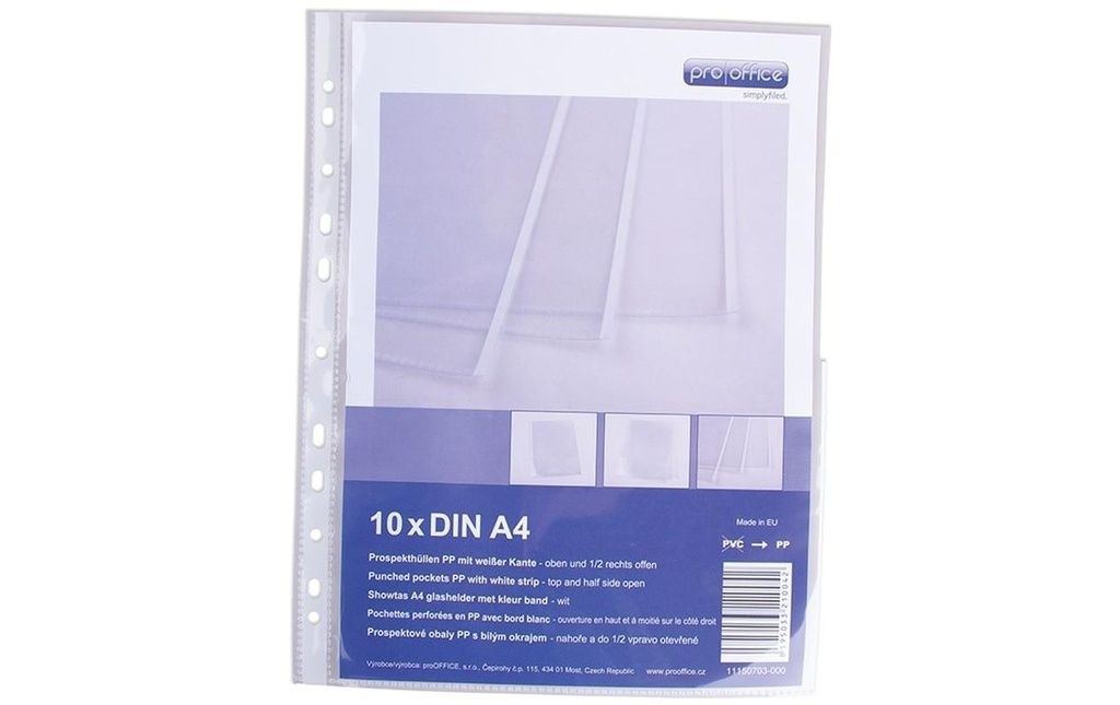 ProOffice Pochette de présentation A4, Transparent/Blanc, 10 pièces
