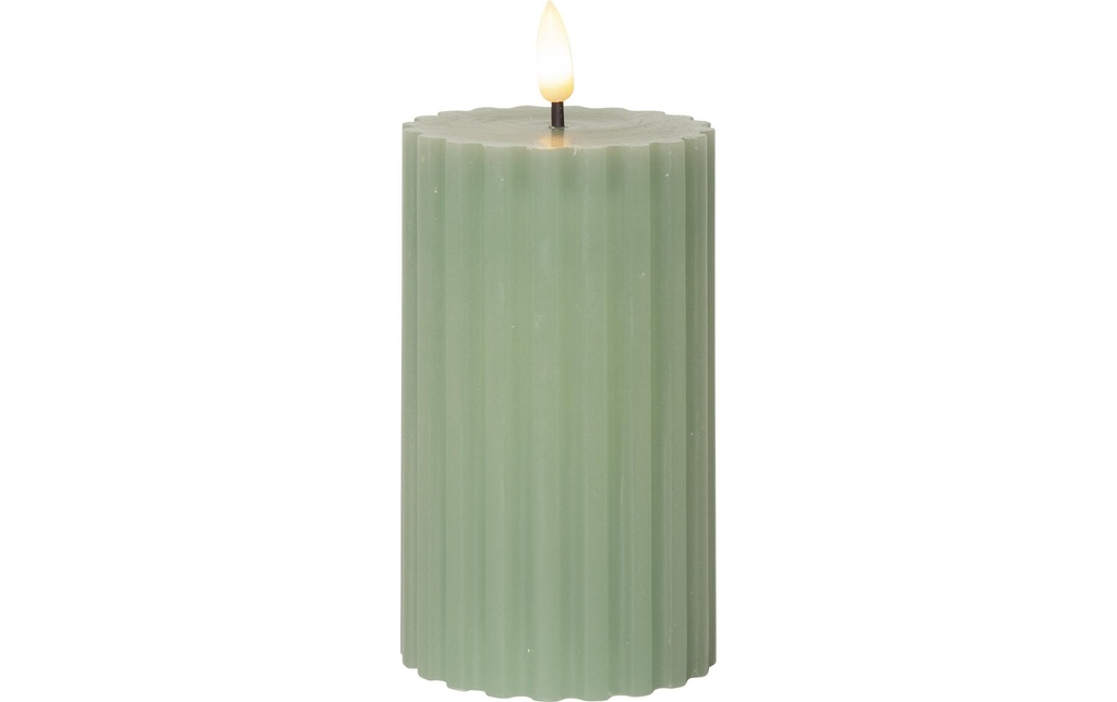Star Trading Bougie LED Pillar Flamme Stripe, Ø 7.5 x 15 cm, vert