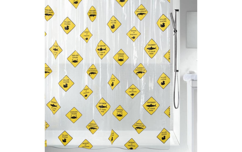 spirella Rideau de douche Danger 180 x 200 cm Jaune/Transparent