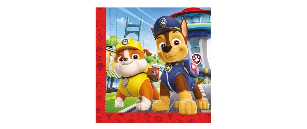 We fiesta Party Serviettes Paw Patrol 33 x 33 cm, 20 pièces, Bleu/Rouge