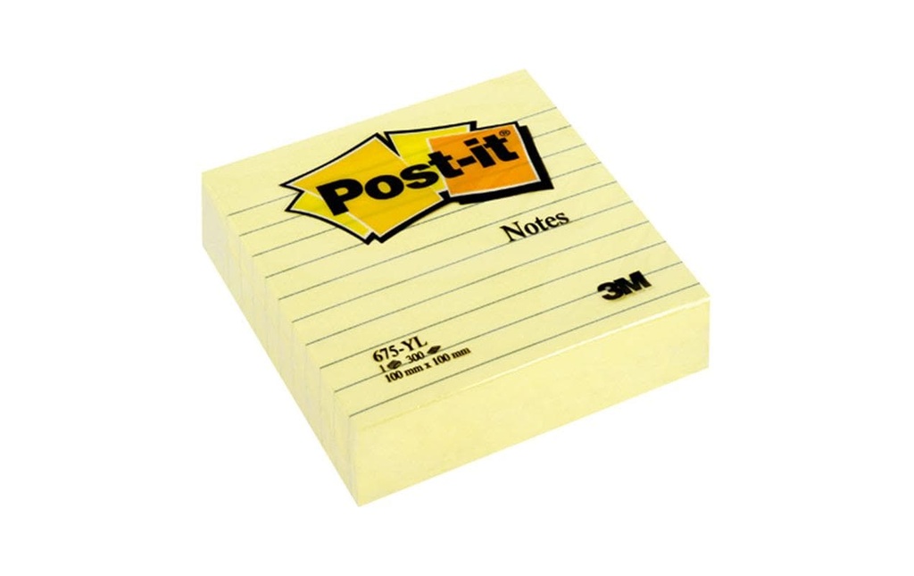Post-it Fiche de bloc-notes Post-it 10 cm x 10 cm, jaune