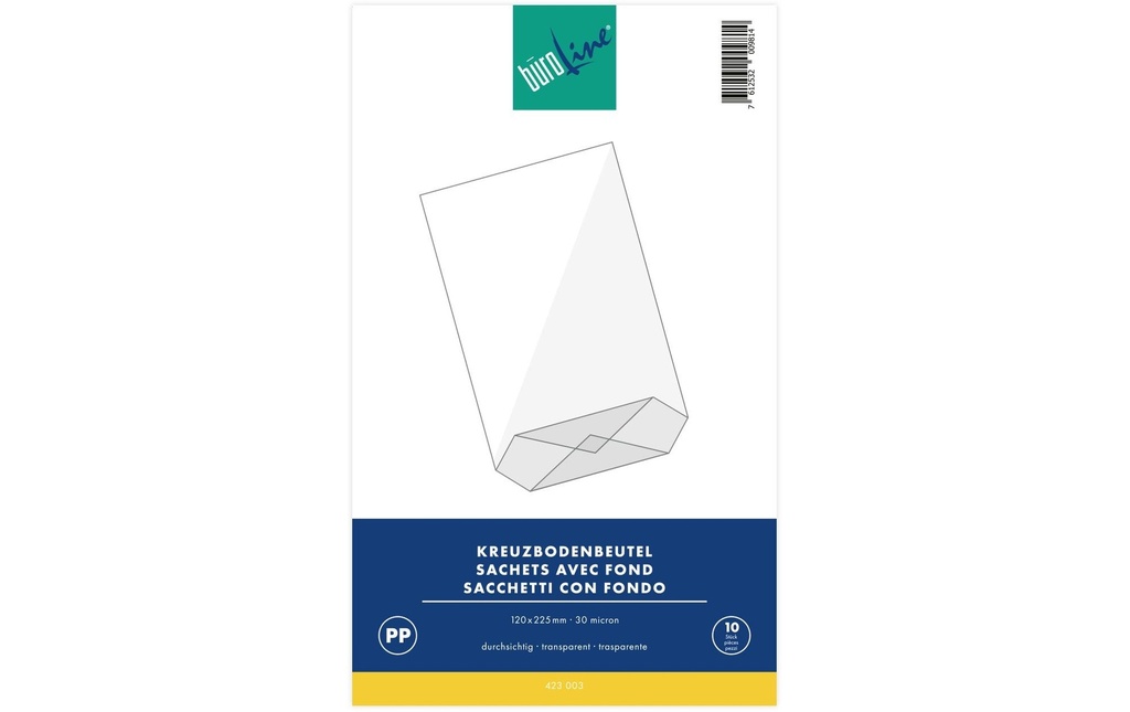 Büroline Sac transparent 12 x 22.5 cm, 10 pièces, Transparent