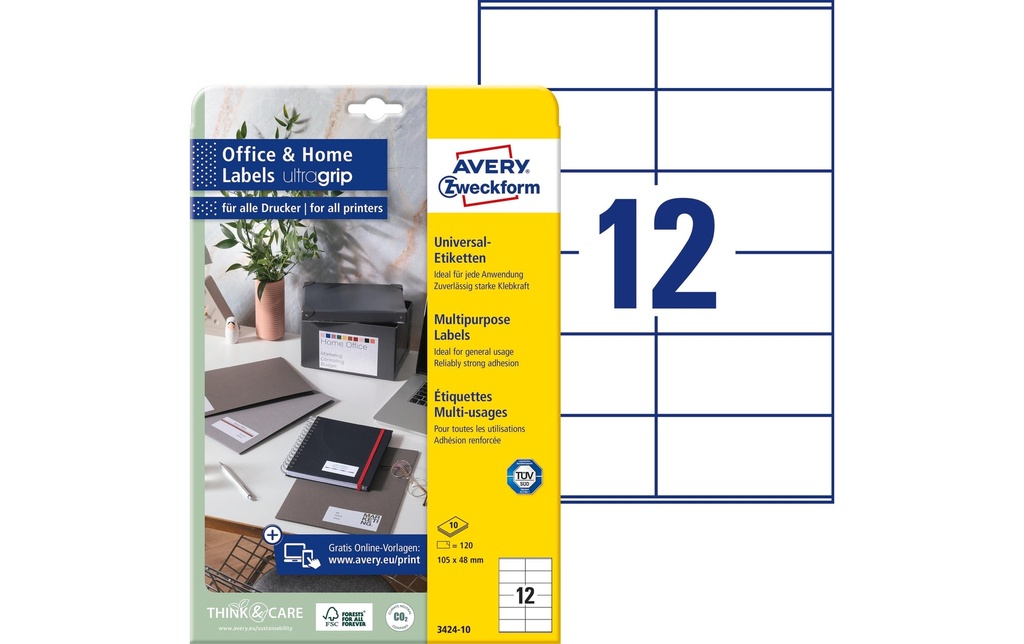 AVERY ZWECKFORM Etiquettes 105x48mm (10 pces)