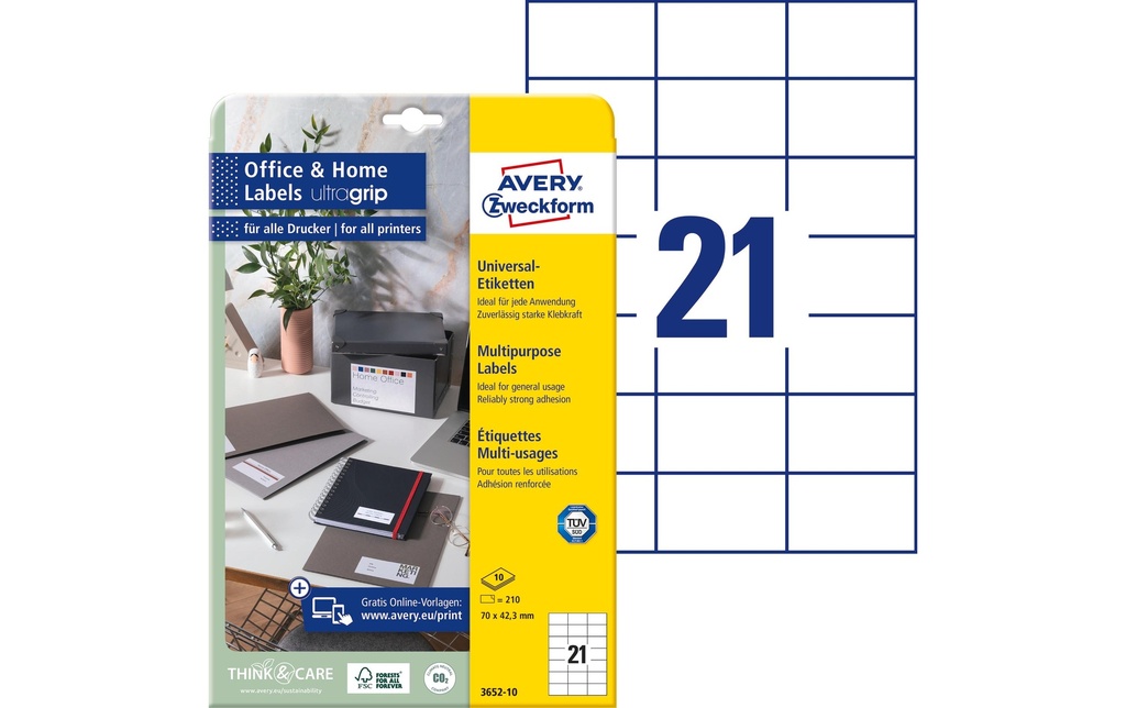 AVERY ZWECKFORM Etiquettes 70x42.3mm (220 pces)