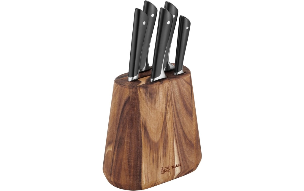 Tefal Kits de bloc de couteaux avec couteaux Jamie Oliver 6 pièces, essence de bois