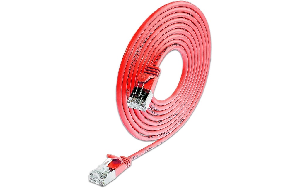 SLIM Câble patch slim RJ-45 - RJ-45, Cat 6, U/FTP, 7.5 m, Rouge