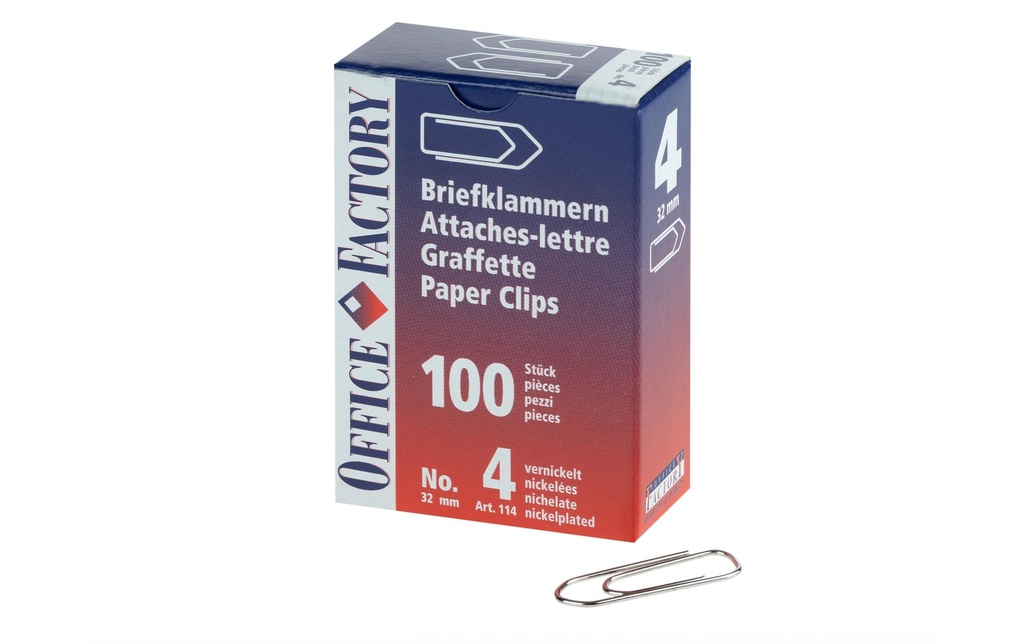 Smart Office Trombone Taille 4, longueur 32 mm, 100 pièces