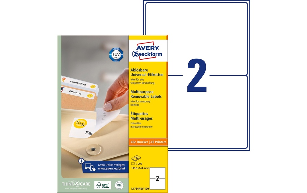 AVERY ZWECKFORM Etiquettes 199.6x143.5mm (100 pces)