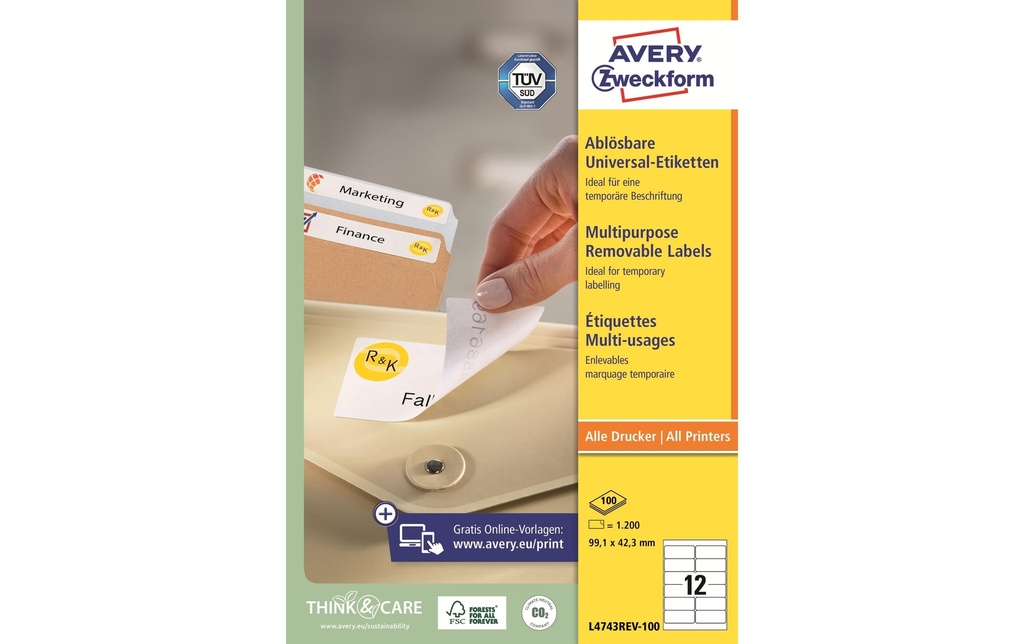 AVERY ZWECKFORM Etiquettes 99.1x42.3mm (100 pces)