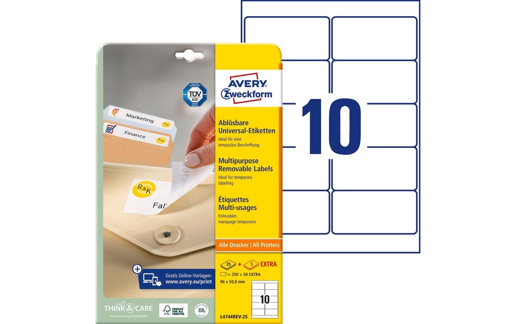 AVERY ZWECKFORM Etiquettes 96x50.8mm (30 pces)