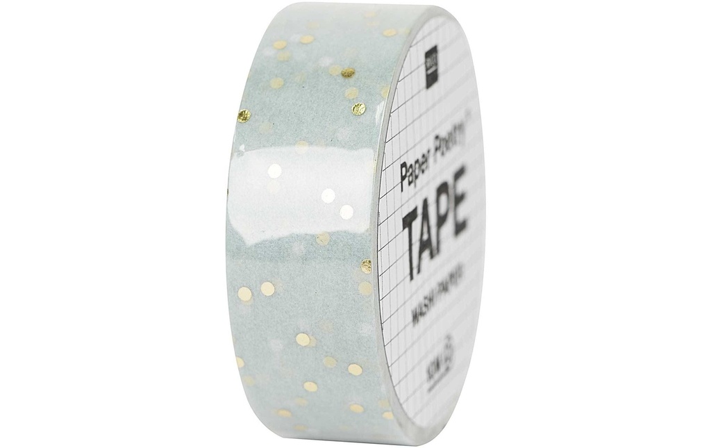 Rico Design Ruban Washi Points 1,5 cm x 10 m, Doré/Menthe