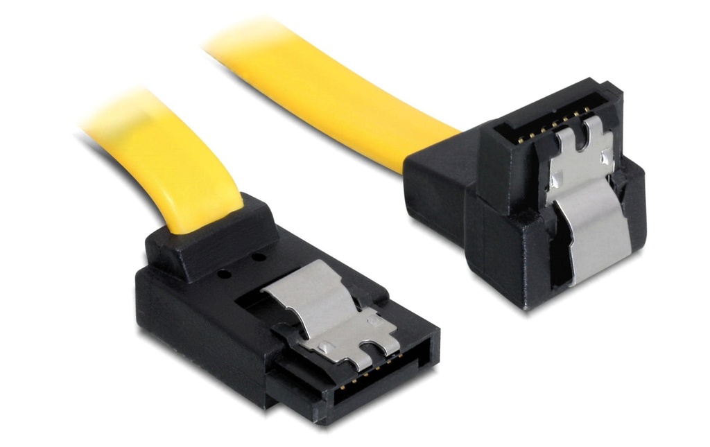 Delock Câble SATA3 jaune, double angle, 70 cm