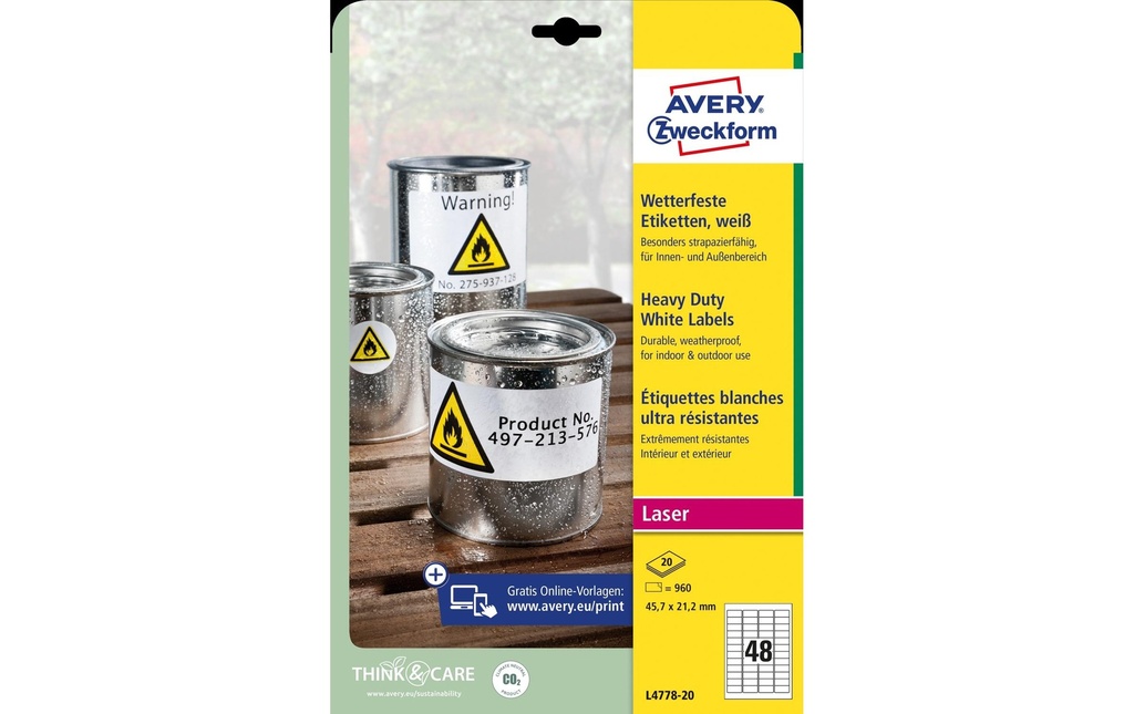 AVERY ZWECKFORM Etiquettes 45.7x21.2mm (20 pces)