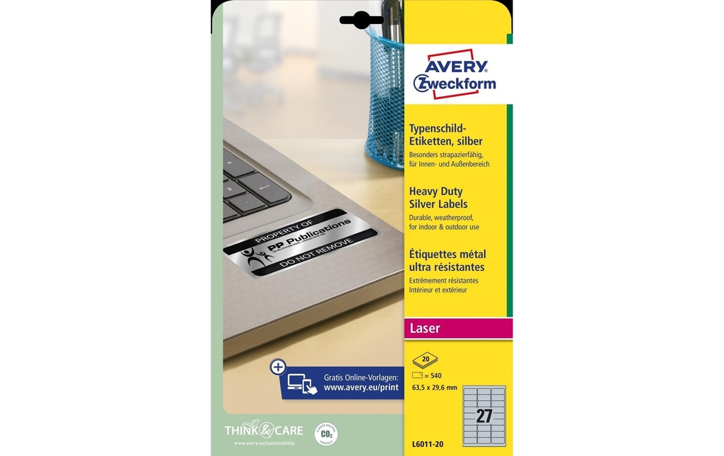 AVERY ZWECKFORM Etiquettes 63.5x29.6mm (20 pces)