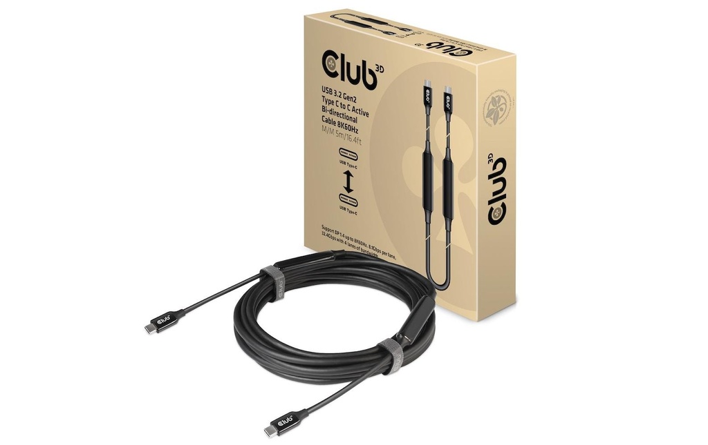 Club 3D Câble USB type C - USB type C, 5 m, 8K60Hz