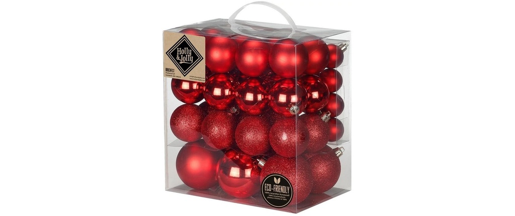 Holly & Jolly Boule de Noël 54 pièces, Rouge