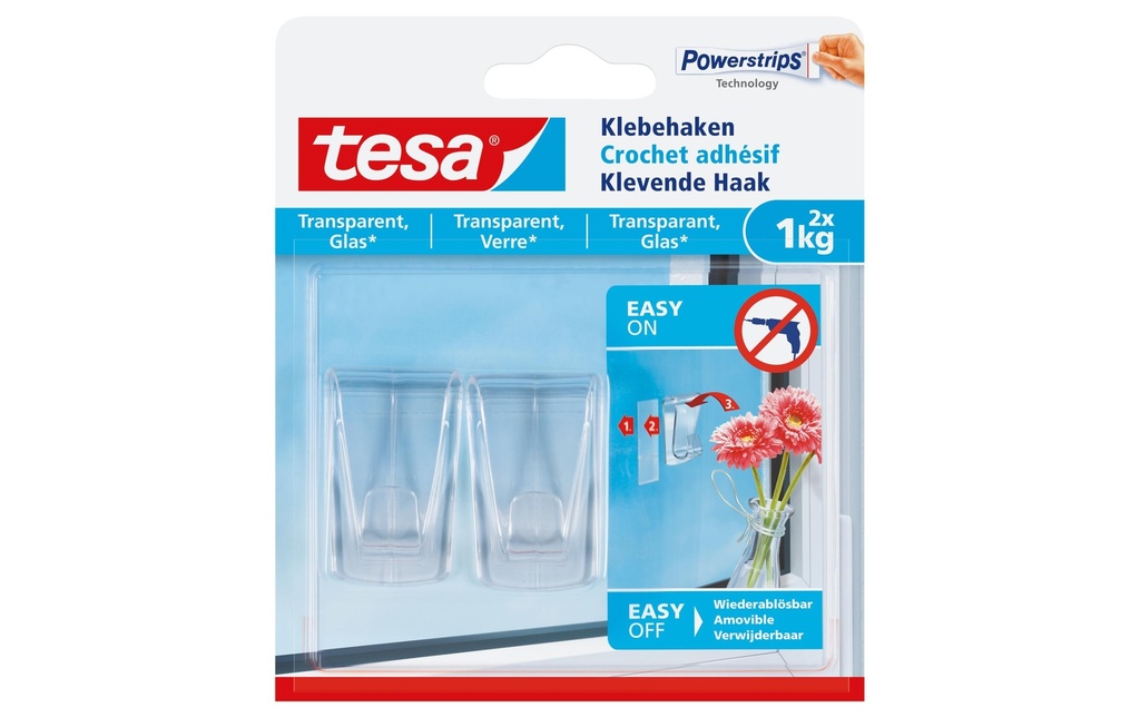 tesa Crochet adhésif 2 pièces