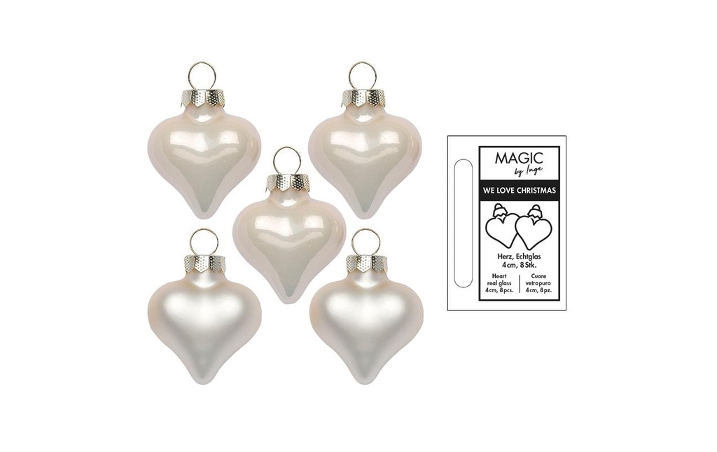INGES CHRISTMAS DECOR Cœur Champagne 4 cm 8 pièces