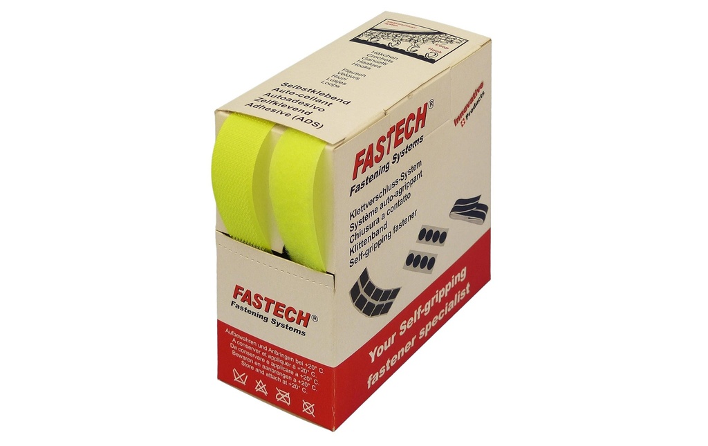 FASTECH Boîte de bande auto-agrippante Jaune fluo