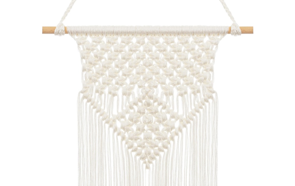 Partydeco Macramé Décoration 30 x 49 cm, blanc