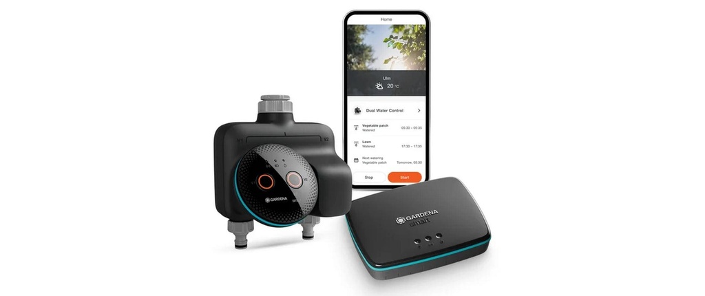 GARDENA Set de contrôle de l'eau intelligent et double