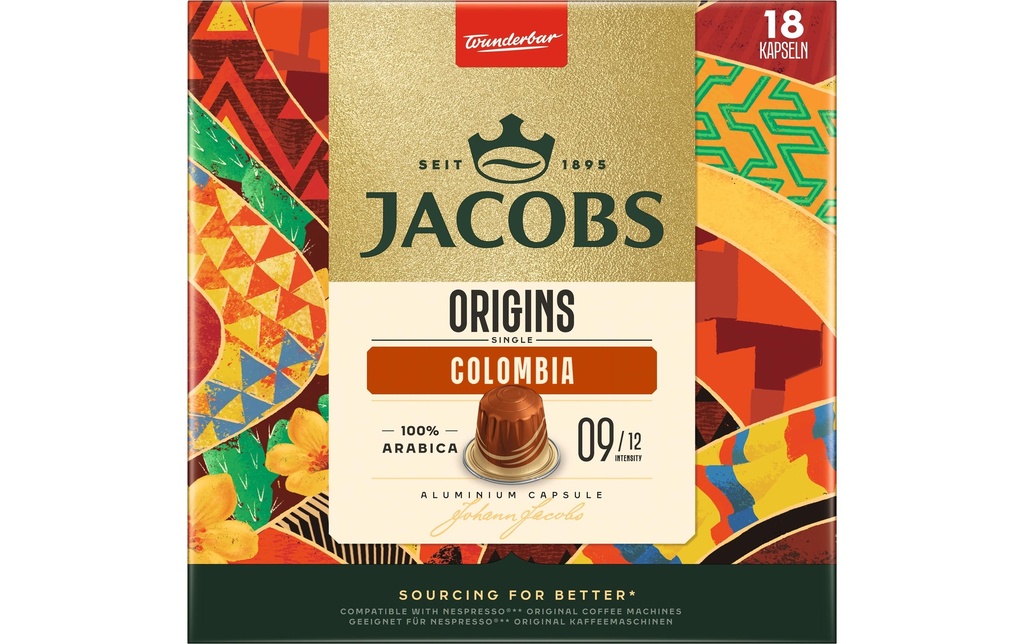 Jacobs Capsules de café Origine unique Colombie 18 pièces